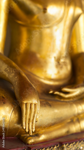 Golden buddha in temple, Thailand.