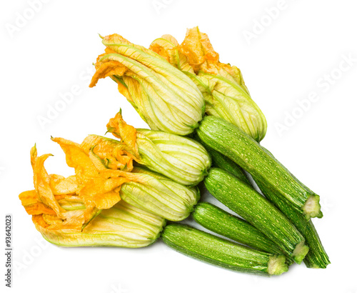 fresh zucchini with flowers