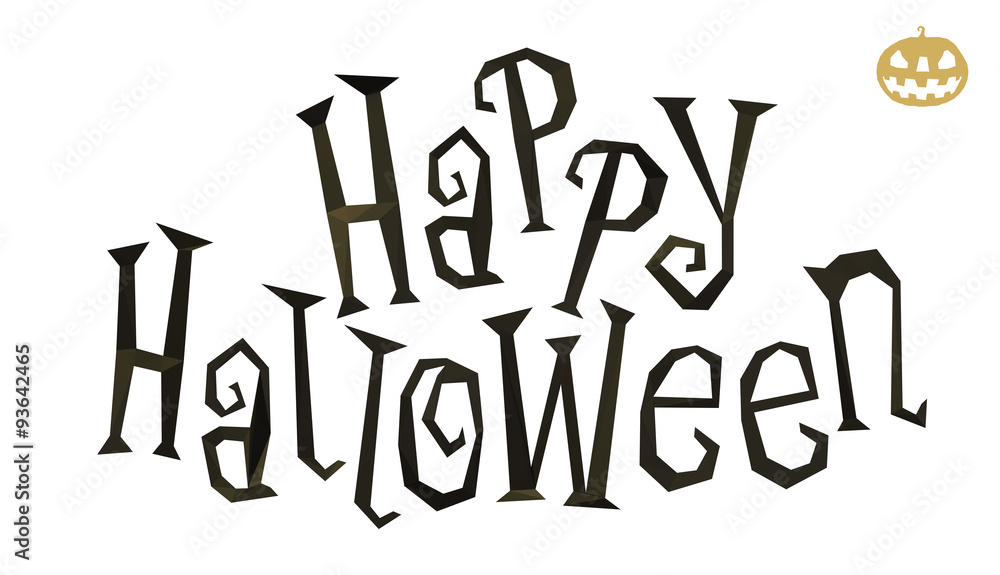 Happy halloween low poly title isolated on white background Happy halloween low poly title isolated on white background