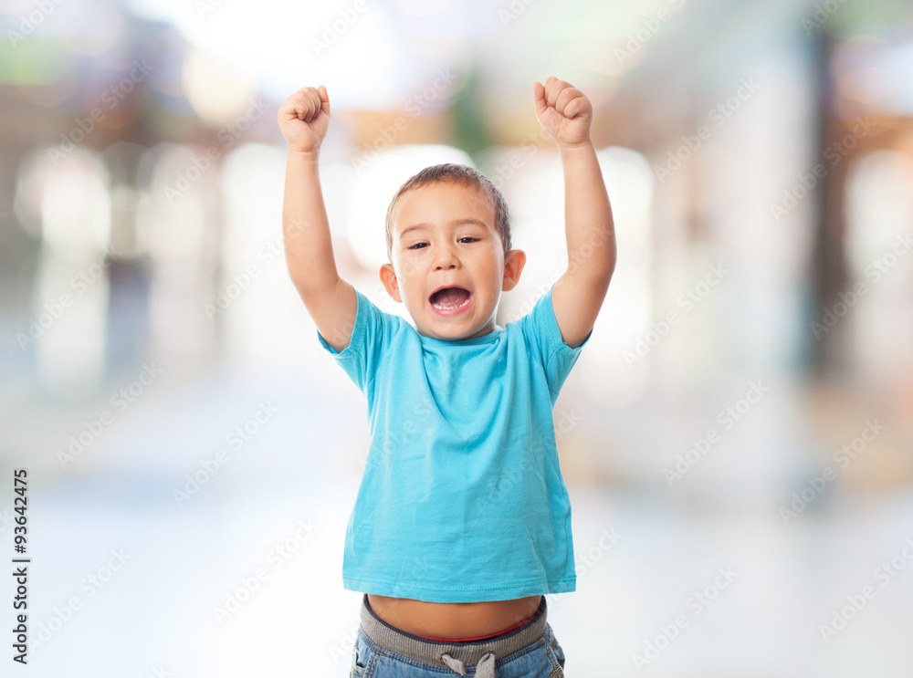 portrait of a little boy with animating gesture portrait of a little boy with animating gesture