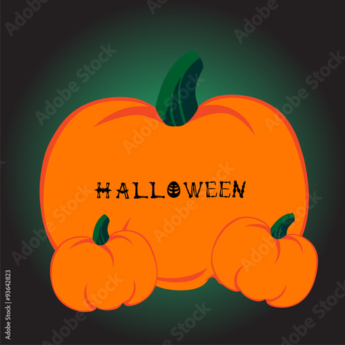 Pumpkin and text on dark green