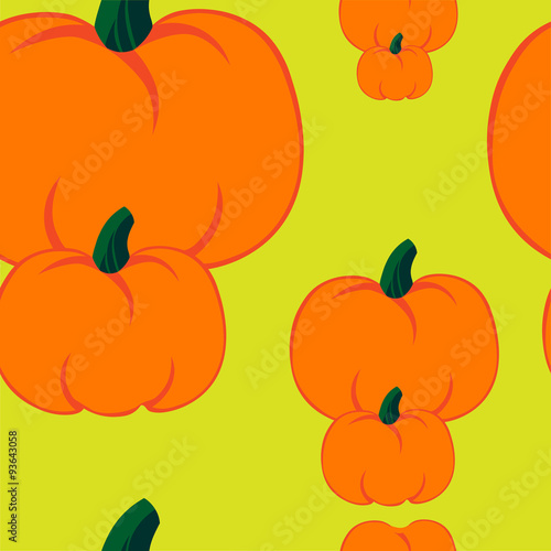 Seamless pumpkins on yellow