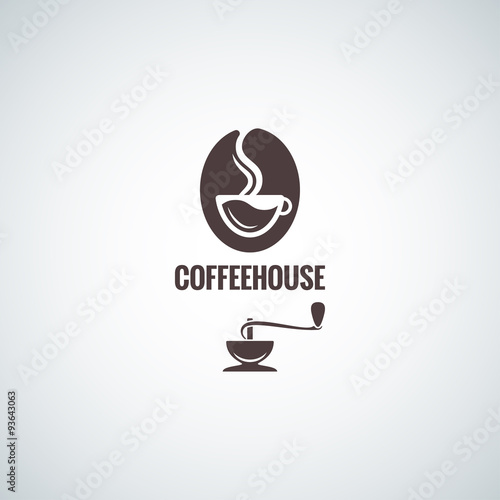 coffee bean with cup logo design background