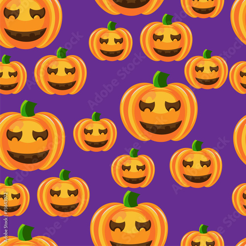 Seamless pumpkins on violet
