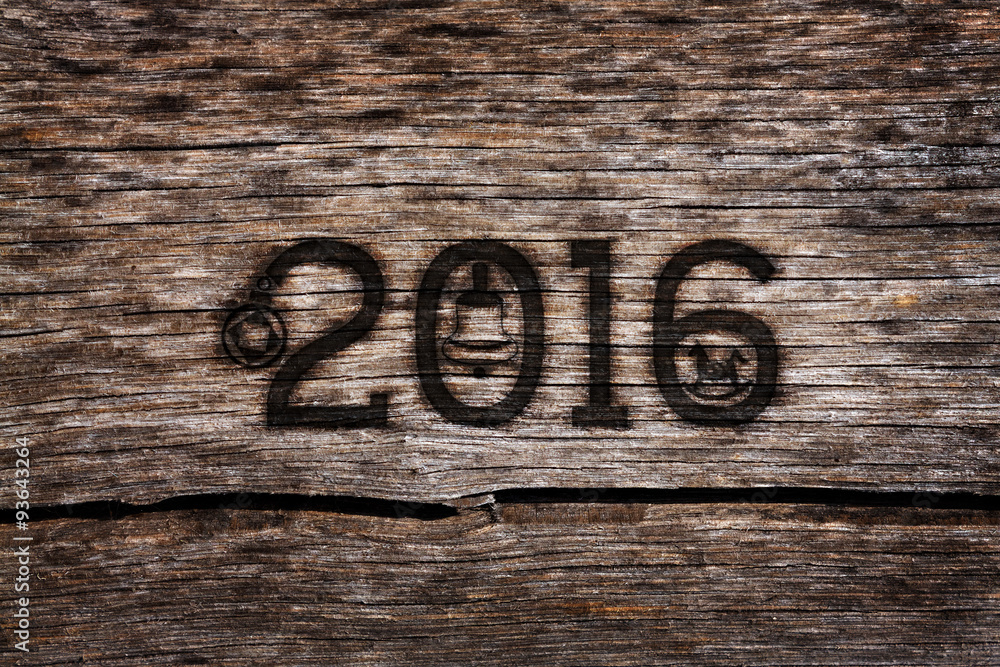 New year 2016 burning number in the old cracked wood with grunge look New year 2016 burning number in the old cracked wood with grunge look