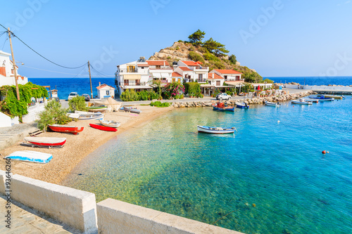 Fototapeta Naklejka Na Ścianę i Meble -  A view of Kokkari fishing village with beautiful beach, Samos island, Greece