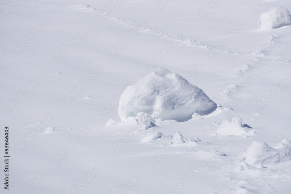 clumps of snow, winter