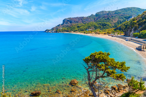Fototapeta Naklejka Na Ścianę i Meble -  A view of Potami beach with azure sea water, Samos island, Greece