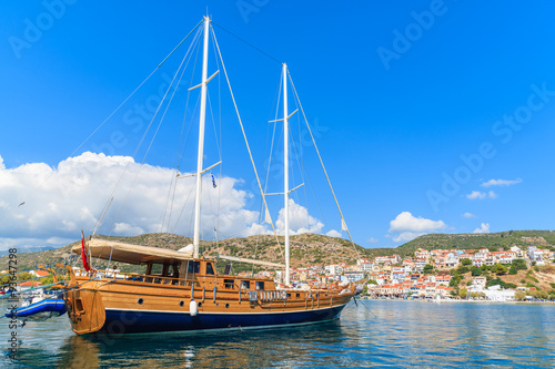 Turkish wooden gulet in Phytagorion port on Samos island, Greece