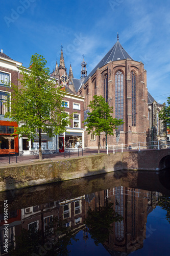 Oude Kerk, Old Church of Delft and Canal
