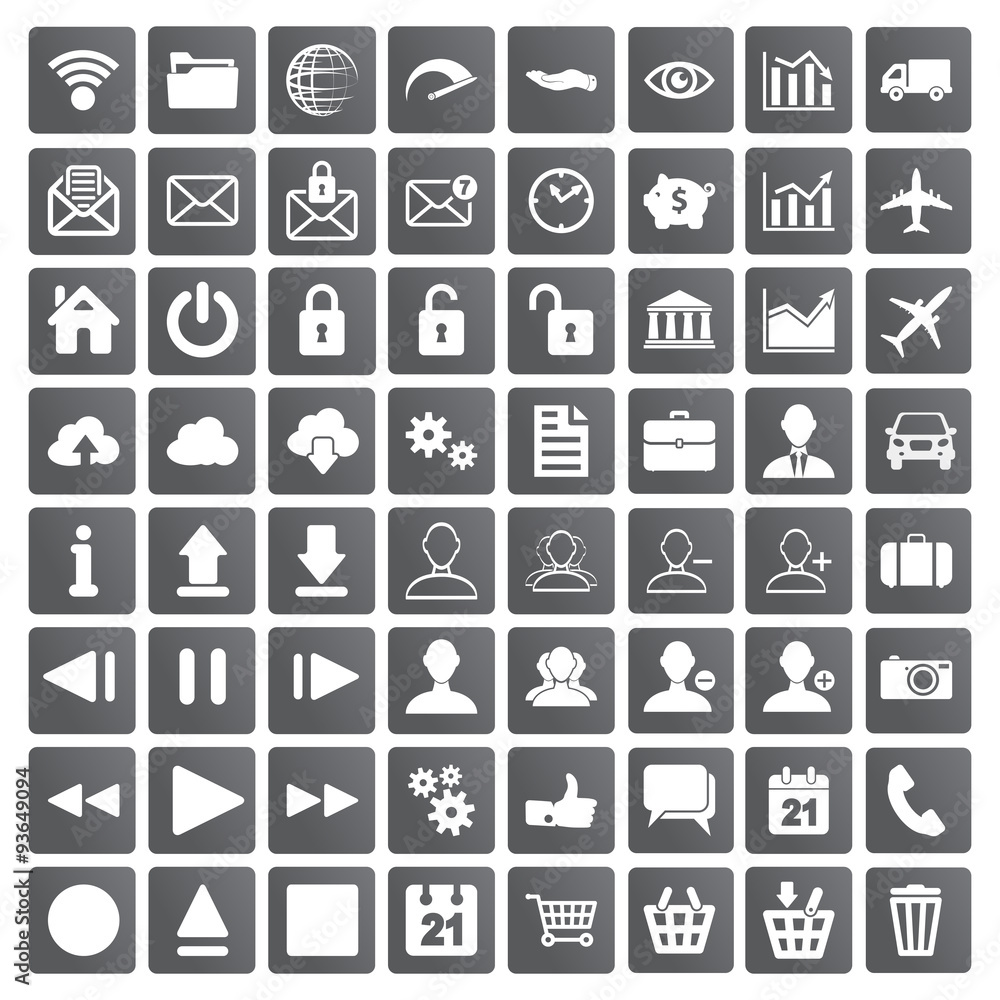 set of web, multimedia and business icons on a white background set of web, multimedia and business icons on a white background