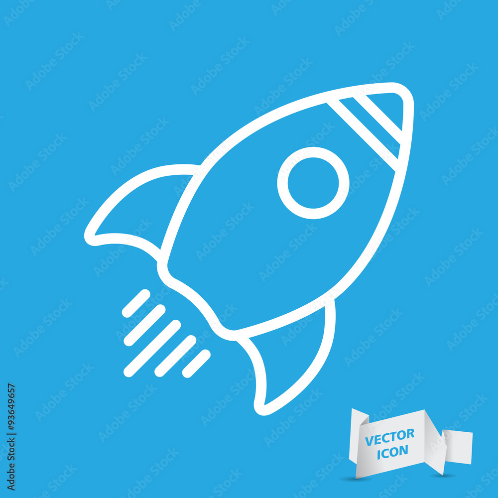 Obraz premium Linear rocket icon - vector illustration