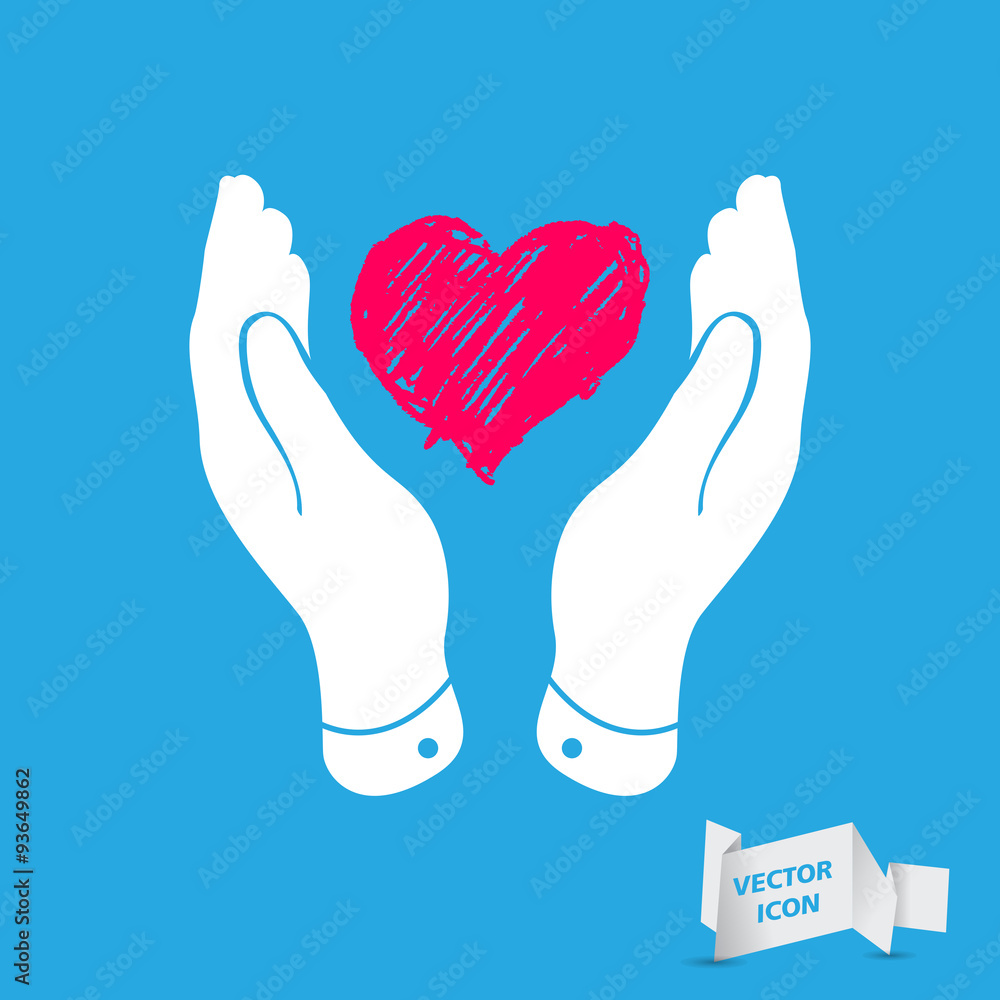 heart in flat hands icon - vector illustration heart in flat hands icon - vector illustration