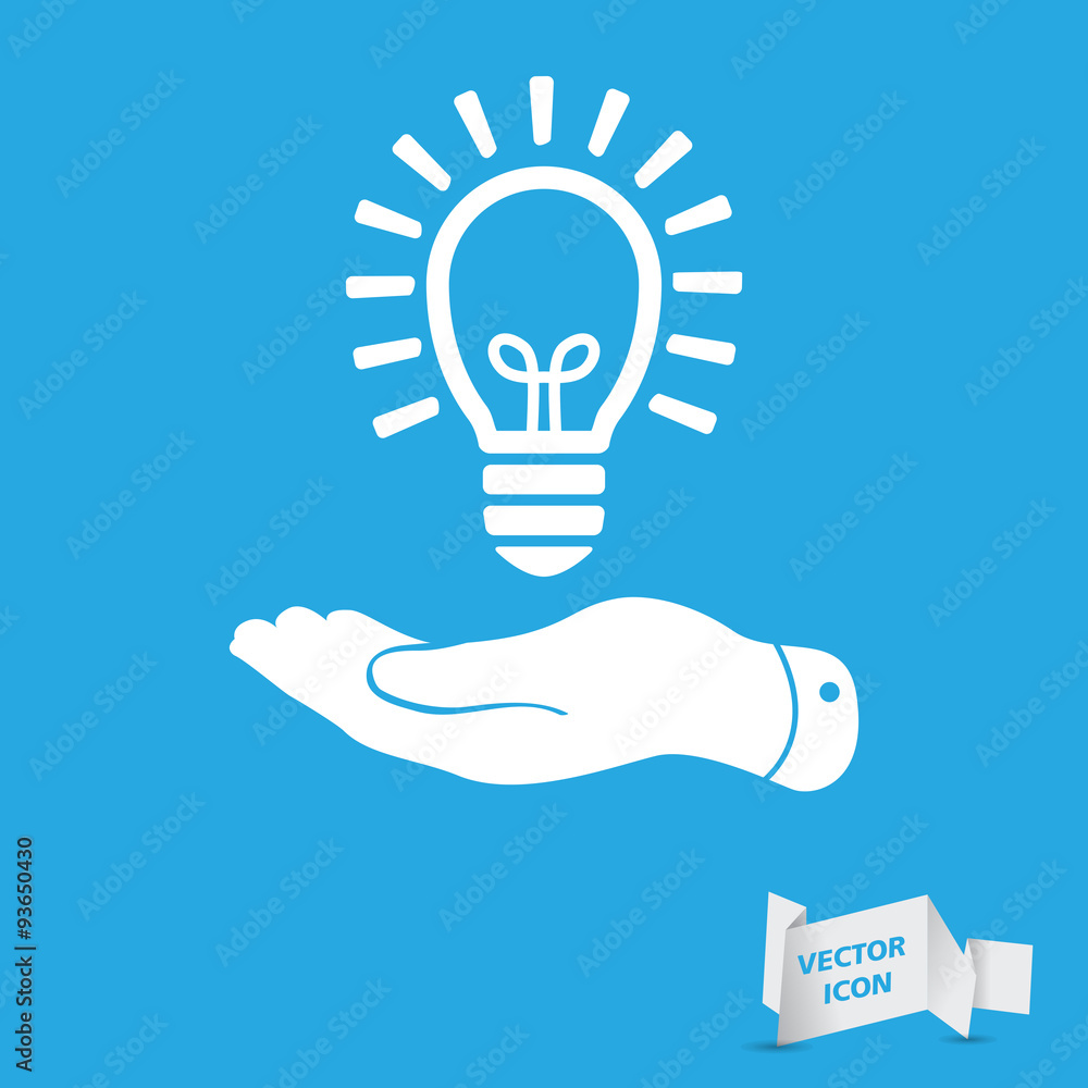 flat hand giving light lamp bulb icon - vector illustration flat hand giving light lamp bulb icon - vector illustration