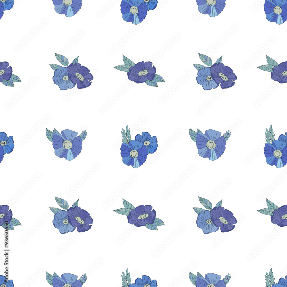 Blue flowers on white background Blue flowers on white background