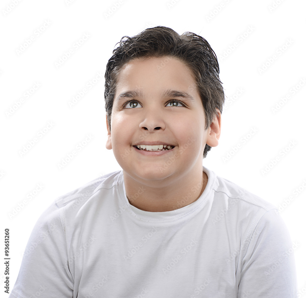 Cute boy looking up at the space for your text. Cute boy looking up at the space for your text.