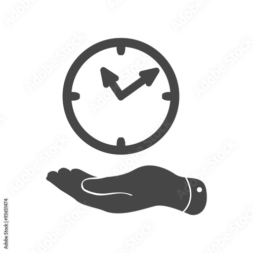 flat hand giving the clock icon - vector illustration