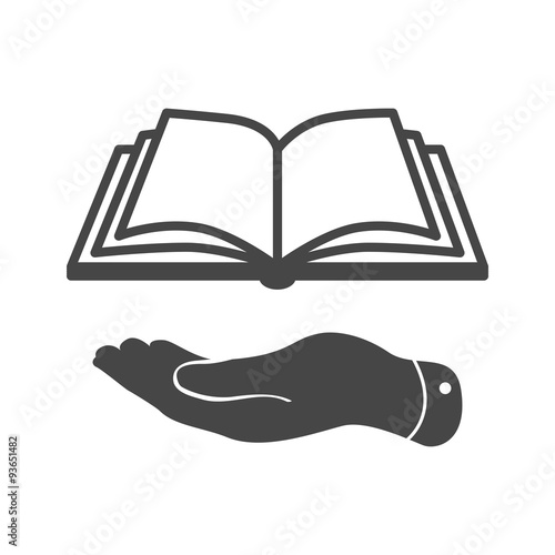 flat hand giving the book icon - vector illustration