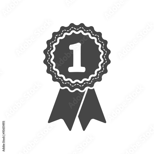 first place award badge with ribbons icon - vector illustration