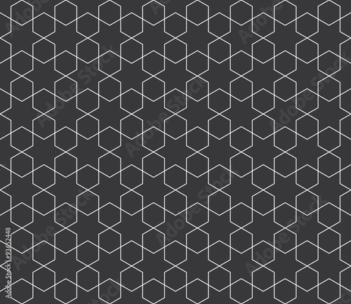 Seamless black and white islamic hexagons and stars vintage pattern vector