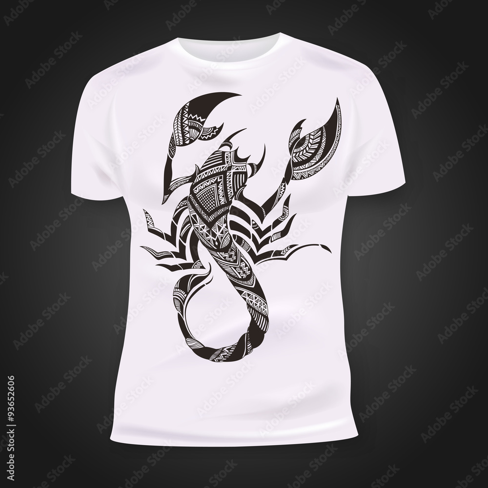 T-shirt print design with hand-drawn mehendi scorpion head Stock Vector |  Adobe Stock