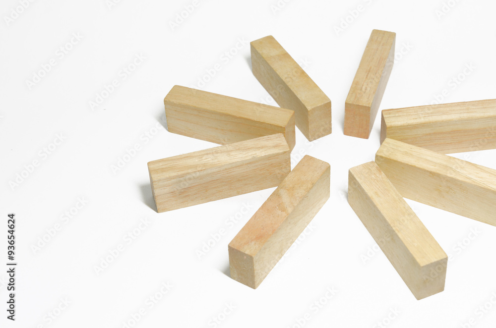 Isolated of wooden blocks on white background