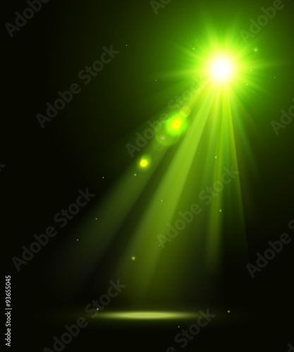 Abstract disco background with green spot lights. 