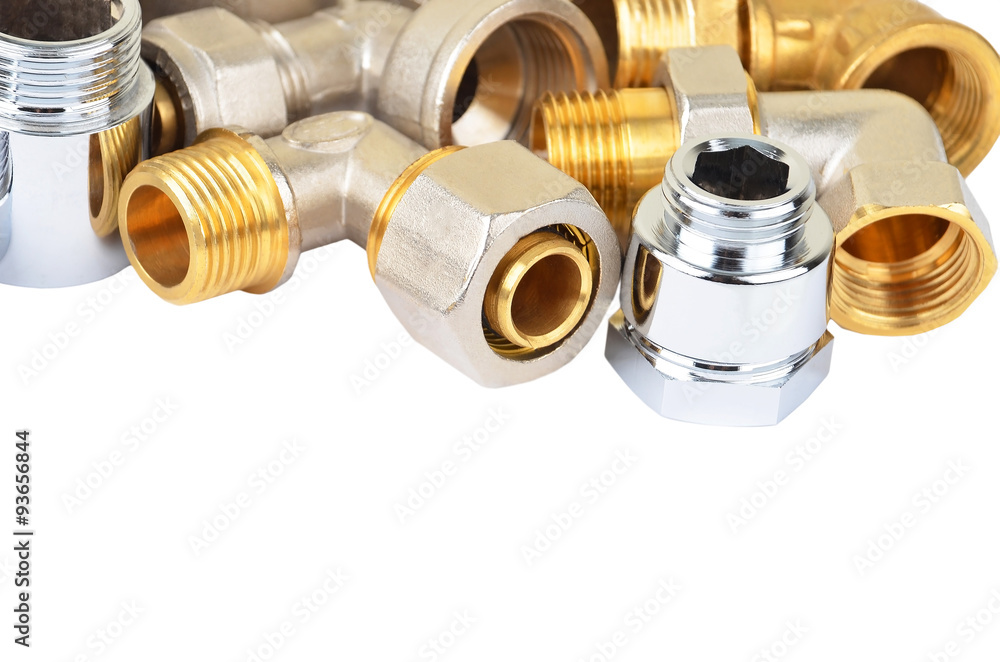 Set of plumbing fitting, isolated on white background Set of plumbing fitting, isolated on white background