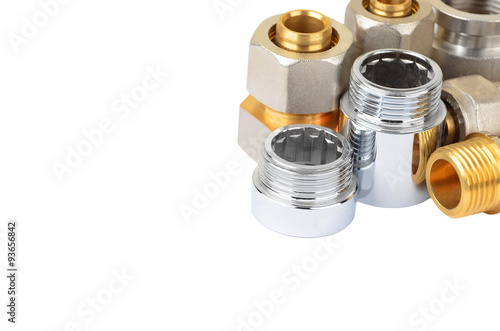 Set of plumbing fitting, isolated on white background
