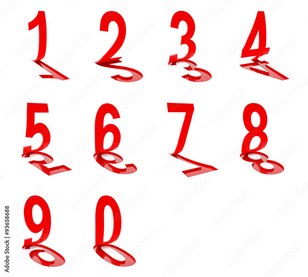Numbers on white background, 3d render Numbers on white background, 3d render