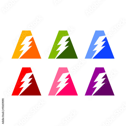 Multi Colored Initial A Lightning Bolt