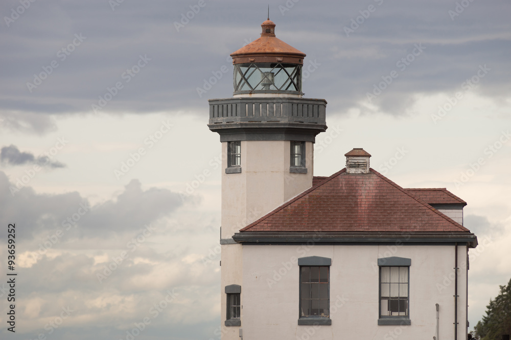 Fototapeta premium Historic Structure Outdoor Railing Lighthouse Tower Nautical 