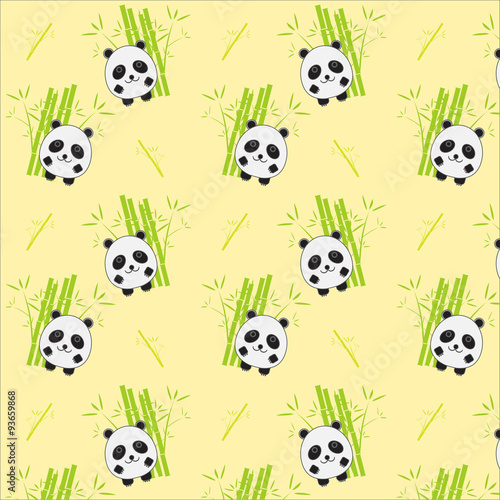 Fototapeta Naklejka Na Ścianę i Meble -  Seamless background with cartoon panda illustration. Panda and b