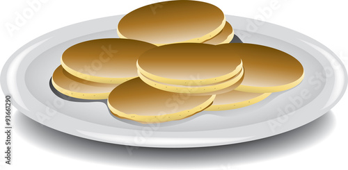Illustration of a stack of mini pancakes on a plate.