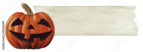 halloween pumpkin with paper banner