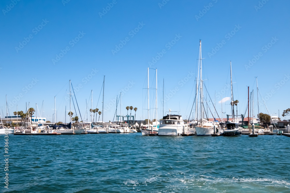 Boats on Water at Marina Del Ray in Southern California