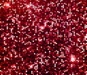 Red sparkle glitter background. Glittering sequins wall.