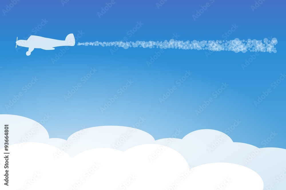 Naklejka premium plane and clouds