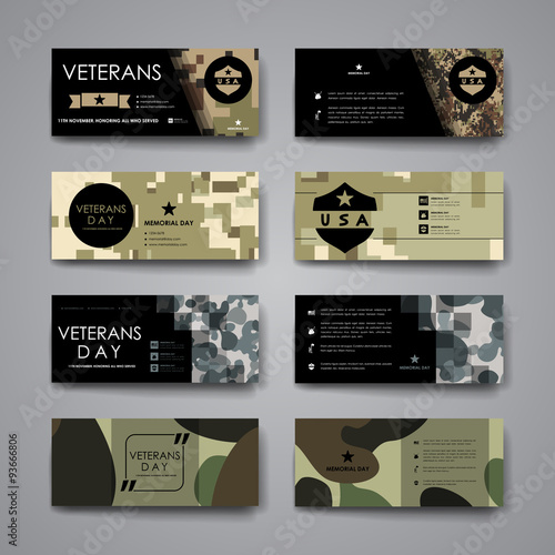 Set of modern design banner template in veterans day style