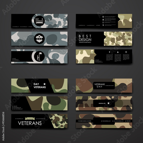 Set of modern design banner template in veterans day style
