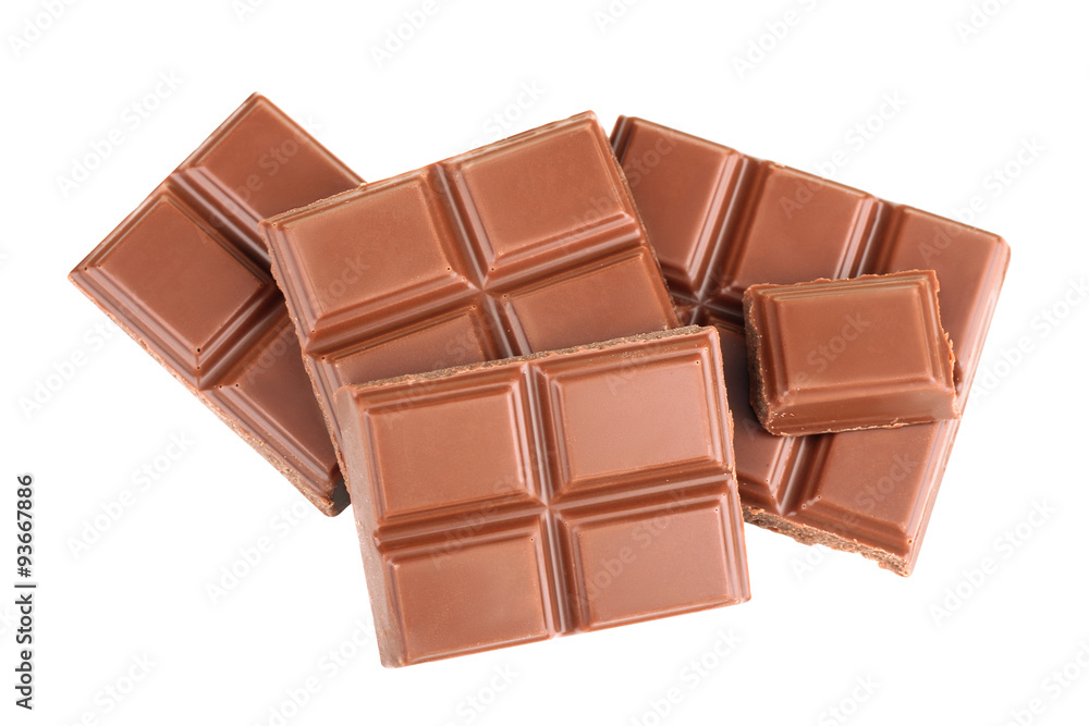 Fototapeta premium gentle milk chocolate on a white isolated background