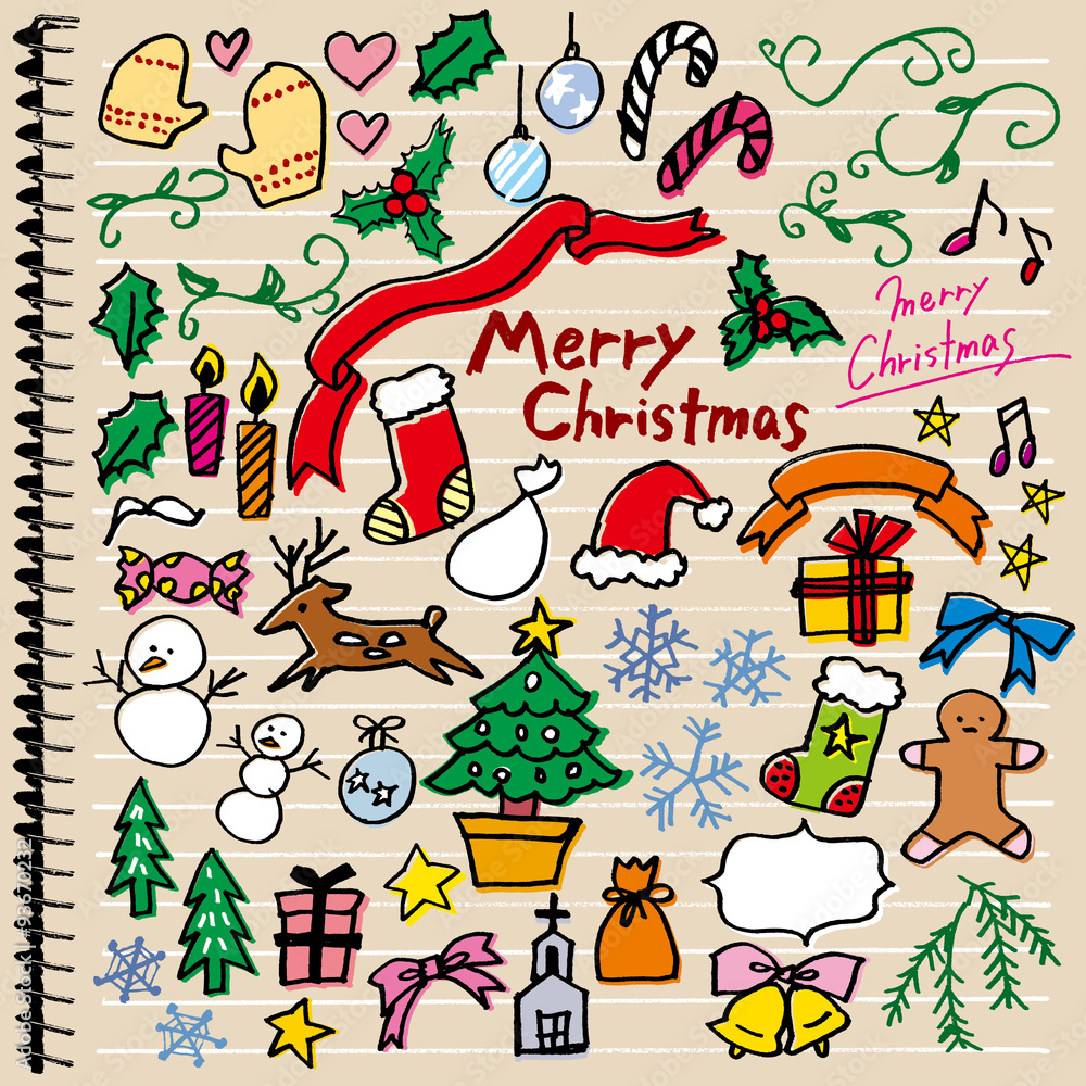 Obraz premium 落書き_クリスマス_カラー