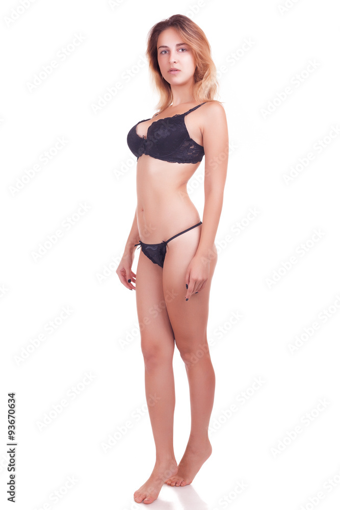 Foto Stock Sexy woman in underwear full body on white background | Adobe  Stock