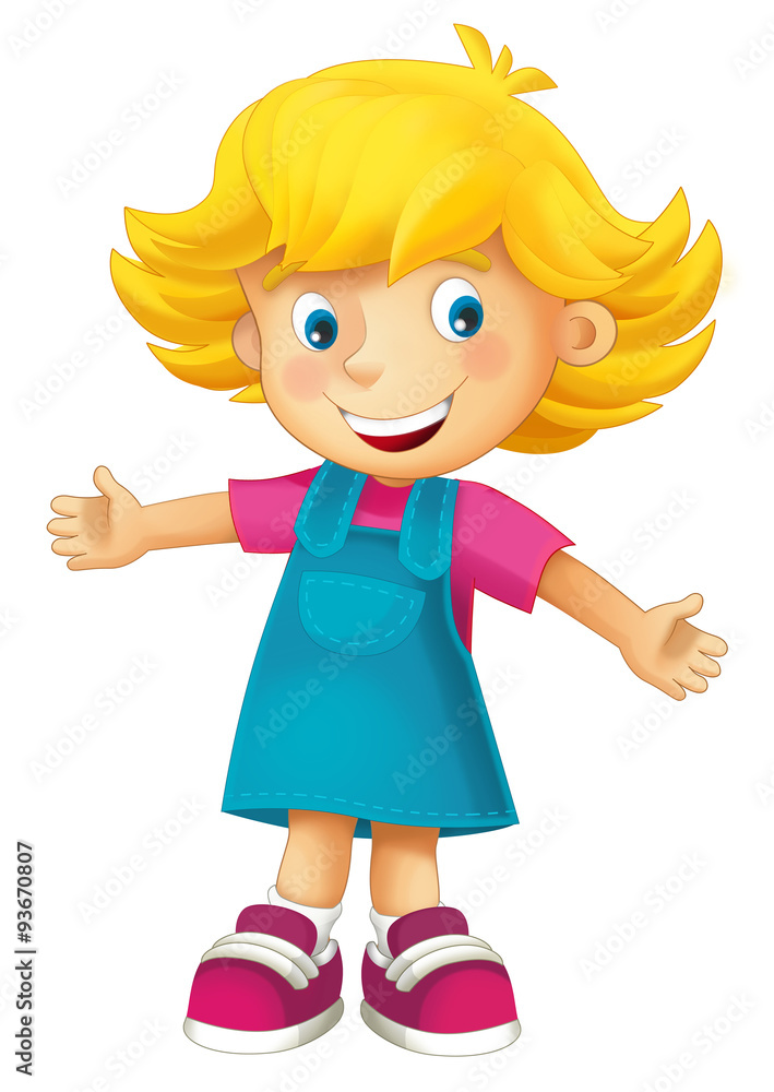 Cartoon character of young girl - isolated - illustration for children Cartoon character of young girl - isolated - illustration for children