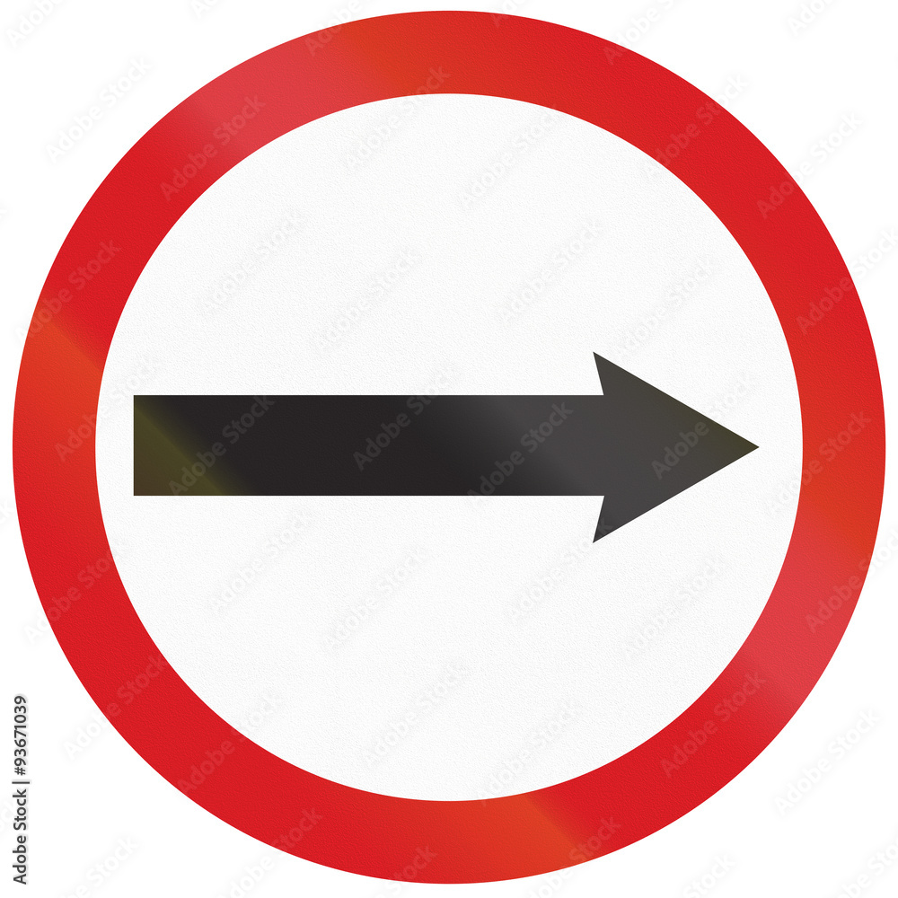 Argentinian sign restricting the driving direction to right Argentinian sign restricting the driving direction to right