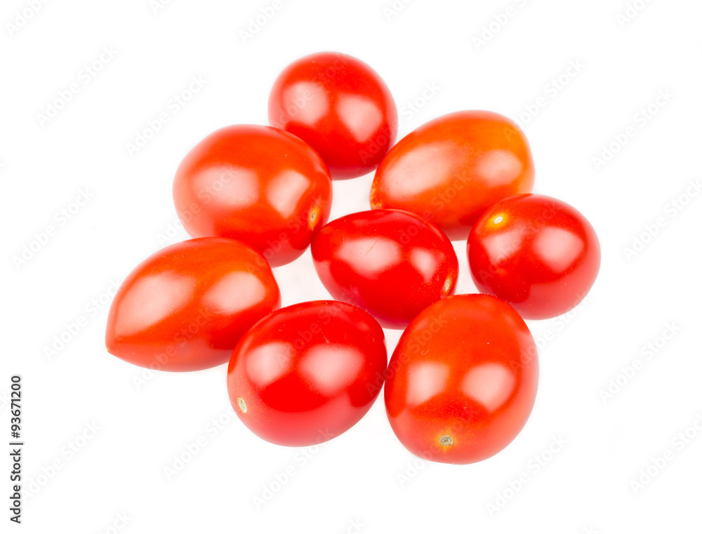 Red cherry tomatoes on white background Red cherry tomatoes on white background
