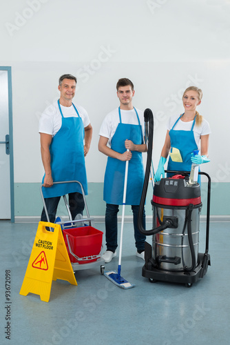Workers With Cleaning Equipments
