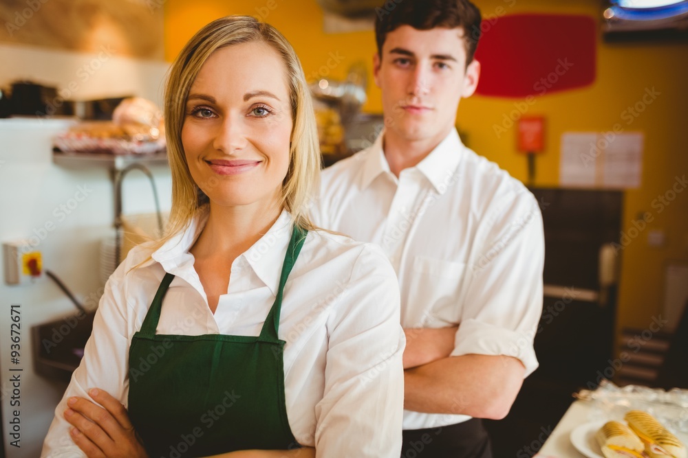 Confident colleagues in bakery Confident colleagues in bakery