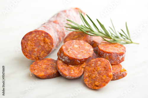 sliced chorizo sausage