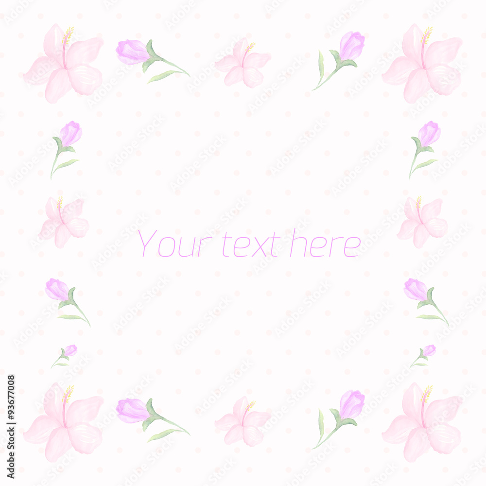 Floral frame for text watercolor vector